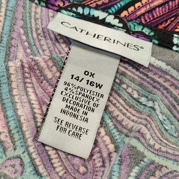 Catherines 0X Black Multicolor Paisley Slipover Maxi Dress Stretch 524 - Picture 10 of 10